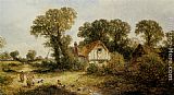 James Edwin Meadows Childrem by a Country Cottage painting